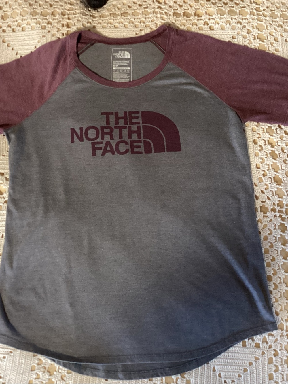 The North Face Raglan Tee in Charcoal & Purple